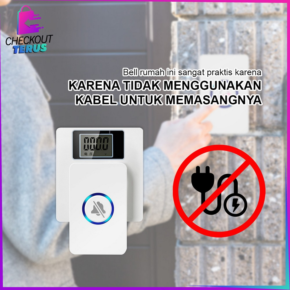 CT C847 Bel Rumah Wireless Tanpa Kabel Nirkabel Waterproof Remote 1 Transmitter 1 Receiver Door Bell Rumah Kantor