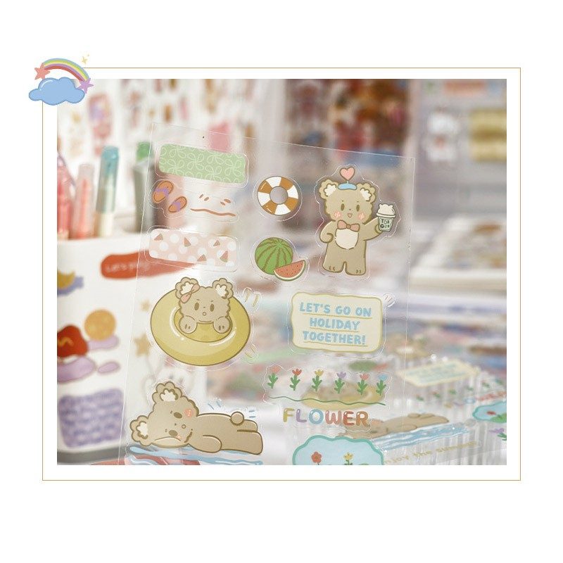 

STICKER STIKER LUCU DECO DIARY JOURNALING TEDDY BEAR & WHITE RABBIT