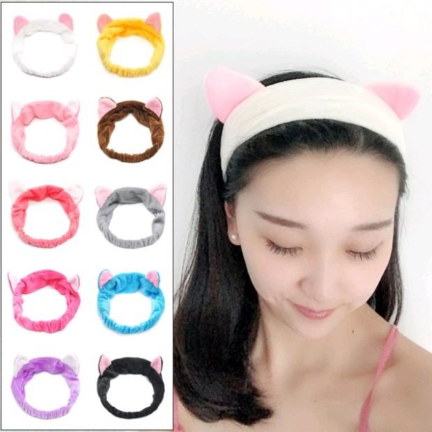 Bandana Bando Korea Import Headband Kain Karet Motif Kuping Kucing