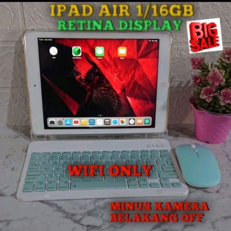 IPAD AIR 1/16GB | WI-FI ONLY | MINUS KAMERA BELAKANG OFF | BONUS BERLIMPAH