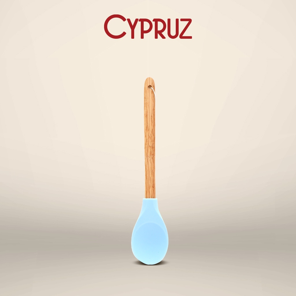 Cypruz Utensil Serving Spoon Silicone + Gagang Bambu AM 1003