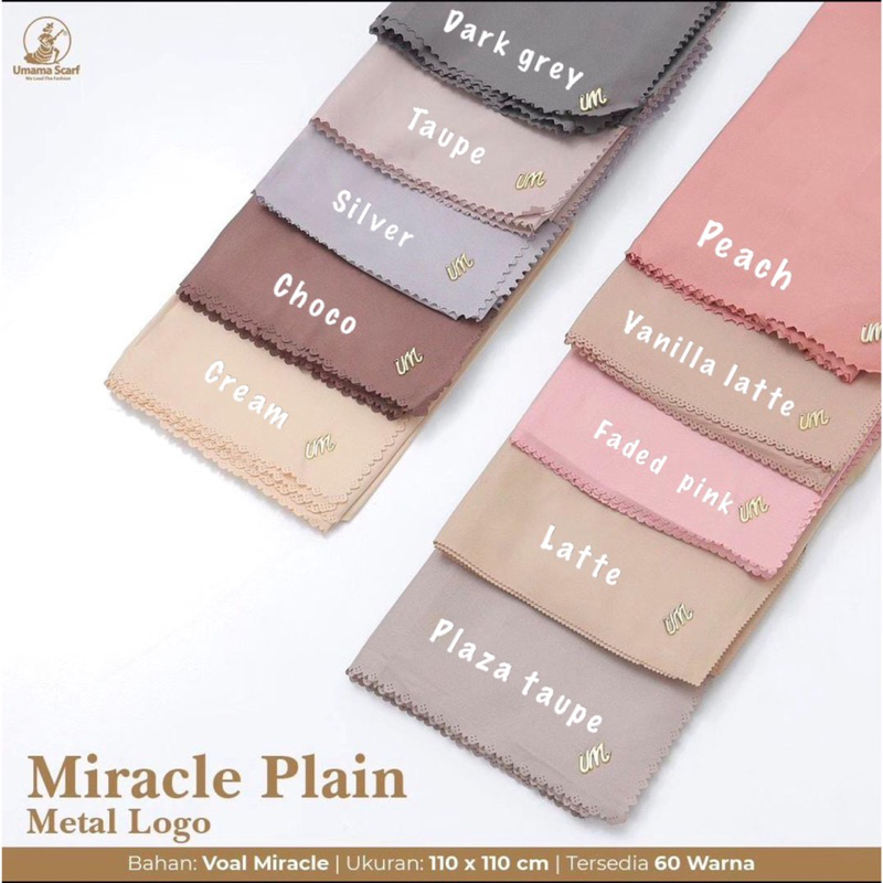 HIJAB SEGIEMPAT MIRACLE PLAIN METAL LOGO