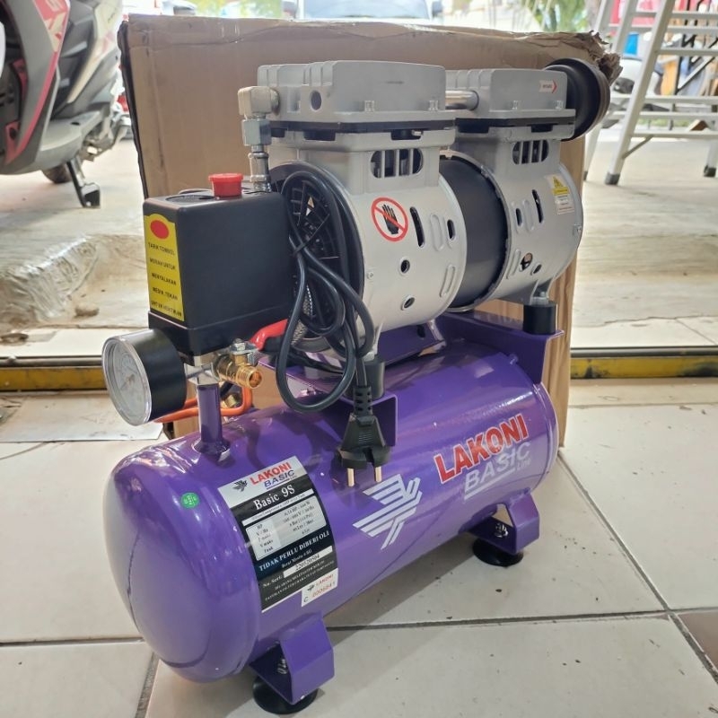 MESIN COMPRESSOR LISTRIK "LAKONI" BASIC 9s TANPA OLI ||COMPRESSOR LISTRIK TANPA OLI 8LITER