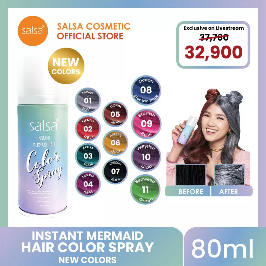 SALSA Instant Mermaid Hair Color Spray - Semir Rambut Instant Original BPOM