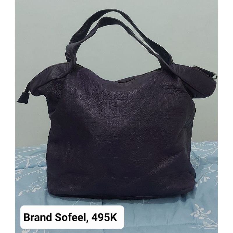 Tas Hobo preloved bahan kulit asli warna purple