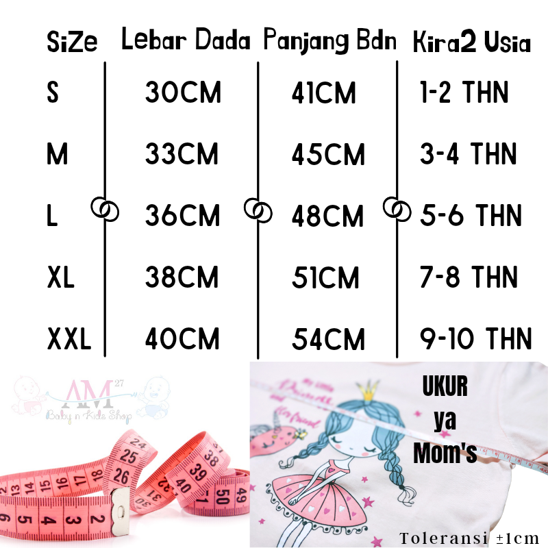 AM27 Baju Kaos Anak Cewek 3-10 tahun motif BABY