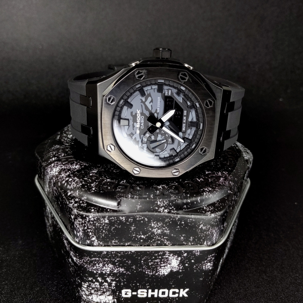 Jam Casio G-Shock GM-2100 Custom Army Black - GShock GMA-2100H Army Liited Edition