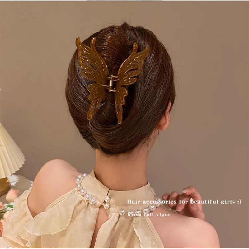 Jepit Rambut Jumbo 8cm Model Kupu Bolong / Jepit Salon Korea Kupu Kupu Transparan Warna Model Sayap Bolong