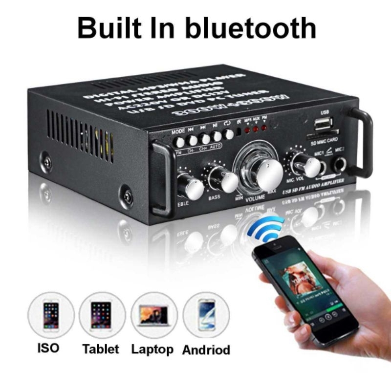 Sunbuck Audio Amplifier Bluetooth 5.0 Microphone AUX FM MP3 Player - AV-263B