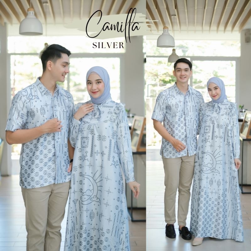 Baju Muslim Gamis Camilla Couple Motif Silk