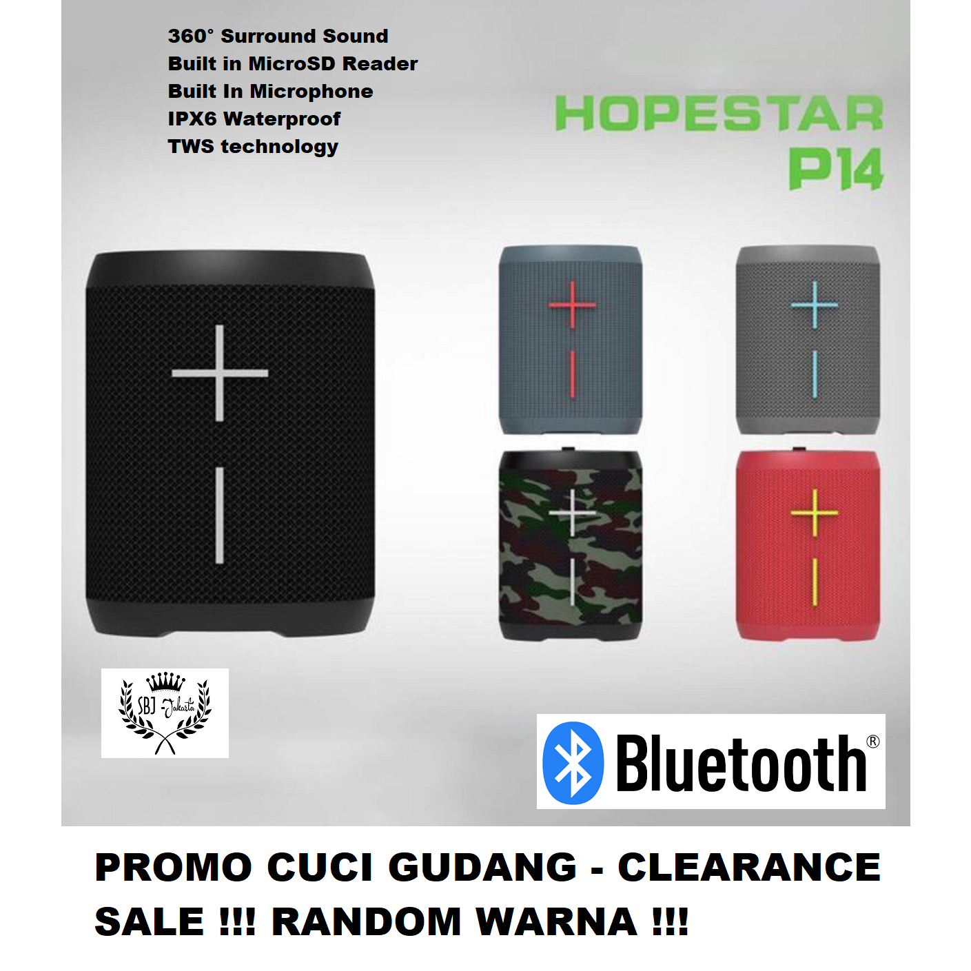 Hopestar P14 Portable Bluetooth Speaker Waterproof IPX6 dgn Microphone