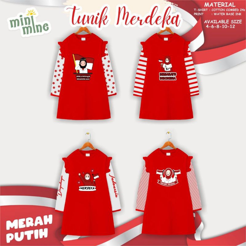 TUNIK ANAK MERAH PUTIH/TUNIK ANAK MURAH/BAJU ANAK/ATASAN ANAK/TUNIK MINIMINE