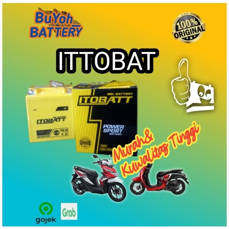 Aki kering itobatt mtx3al gm3-3b motorgel yamaha rx king, kawasaki