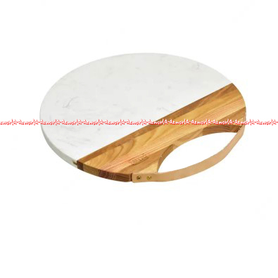 Culinart 28cm Papan Talenan Marbel Kayu Bulat Papan Tempat Memotong Irisan Model Bulat Culin Art Cutting Board Round Warna Putih Coklat