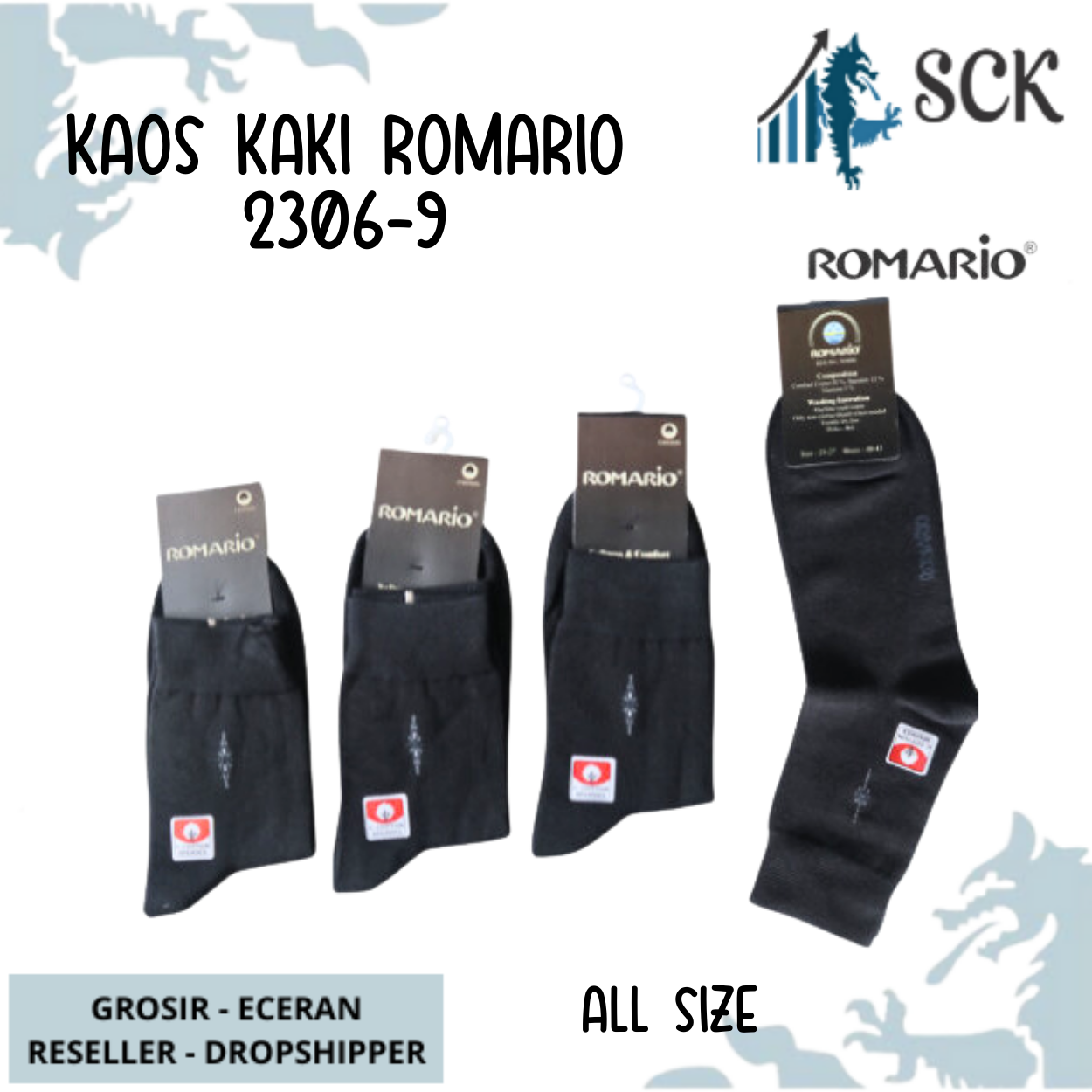 Kaos Kaki Pria ROMARIO 2306-9 Polos Warna / Kaus Kaki Invisible Socks - sckmenwear GROSIR