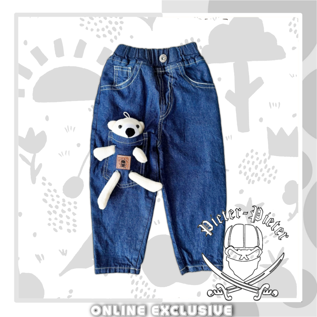Celana Jeans Anak Cewek Mishel Model Saku Boneka usia 1-13th