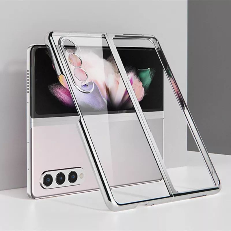 CASE CHROME  CAMERA PROTECTION PLATING TRANSPARANT CASE FOR SAMSUNG Z FOLD 3,Z FOLD 4