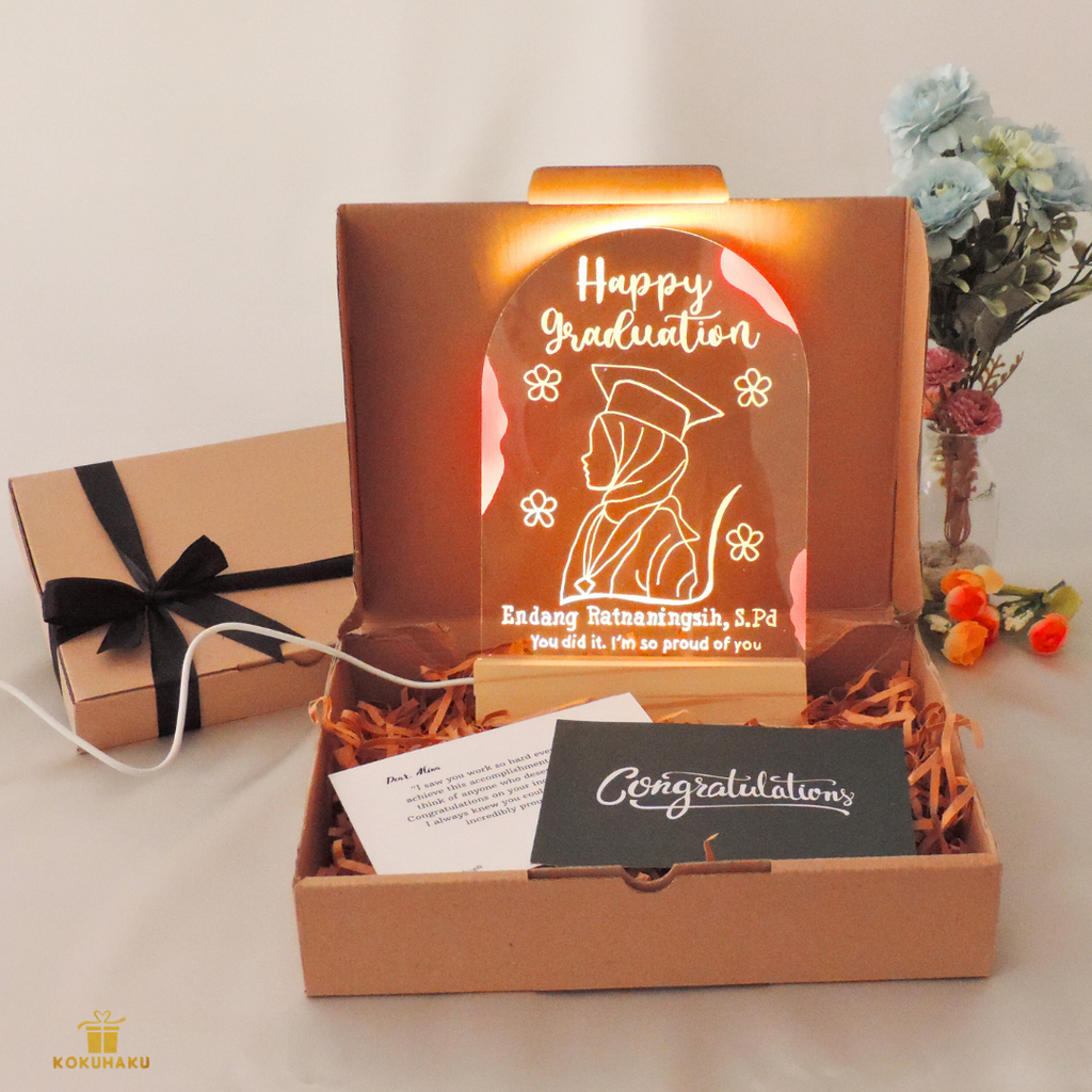 

ACRYLIC CUSTOM LED || Boy-Girlfriend, Graduation, Wedding, Birthday - Hadiah Personalized Dekorasi Meja Lampu Tidur