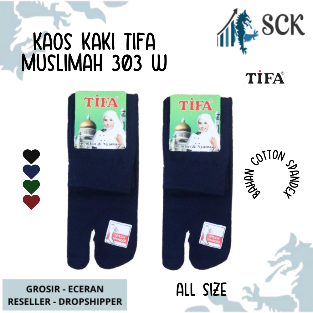 Kaos Kaki Wanita TIFA 303 BETIS MUSLIM WARNA MUDA Muslimah Betis 2 Jari / Kaus Kaki Jempol Muslimah - sckmenwear GROSIR