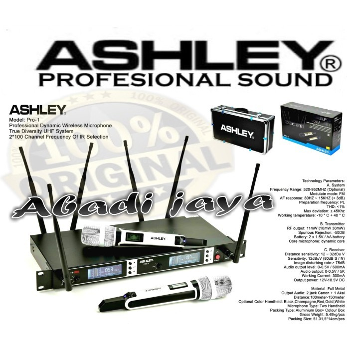 mic wireless ashley pro 1 / pro1 white edition 6 antena original