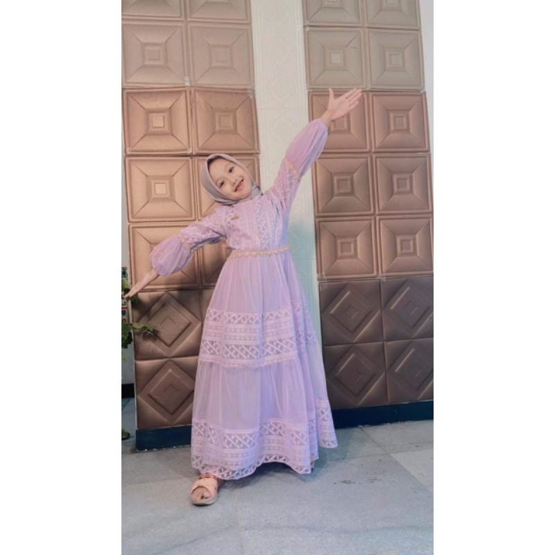 Gamis Brukat Ohc Shanum untuk anak perempuan umur 3-15 tahun