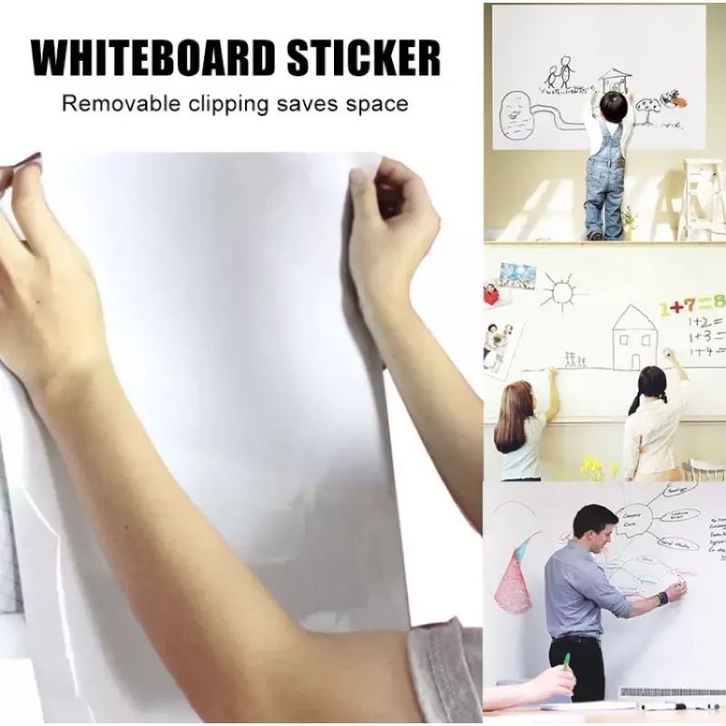 Papan Tulis Stiker Dinding Whiteboard Blackboard 200x45 cm Chalk Flexible PVC Black board White board Wall Sticker 200 x 45 cm