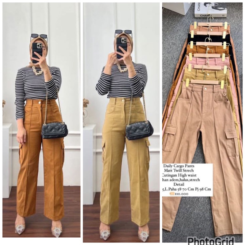 celana kulot cargo wanita twill premium