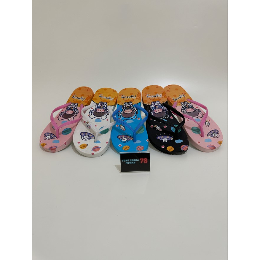 (LCR-B529) Sandal Jepit Karet Full Motif karakter Astronaut Lucu Wanita Import Kekinian Termurah Ant