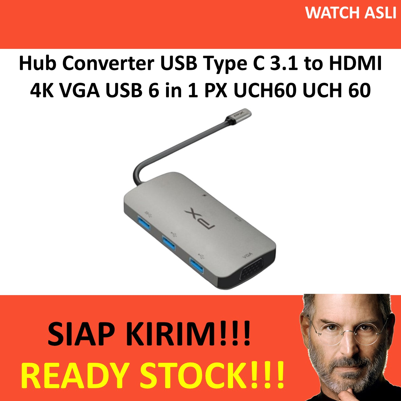 Hub Converter USB Type C 3.1 to HDMI 4K VGA USB 6 in 1 PX UCH60 UCH 60