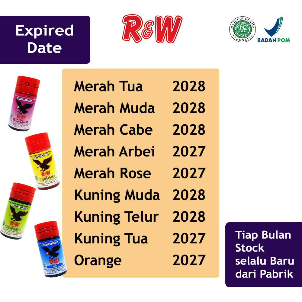 Pewarna Makanan Minuman Kue Rajawali R&amp;W RW 12,5 ml 1 Lusin