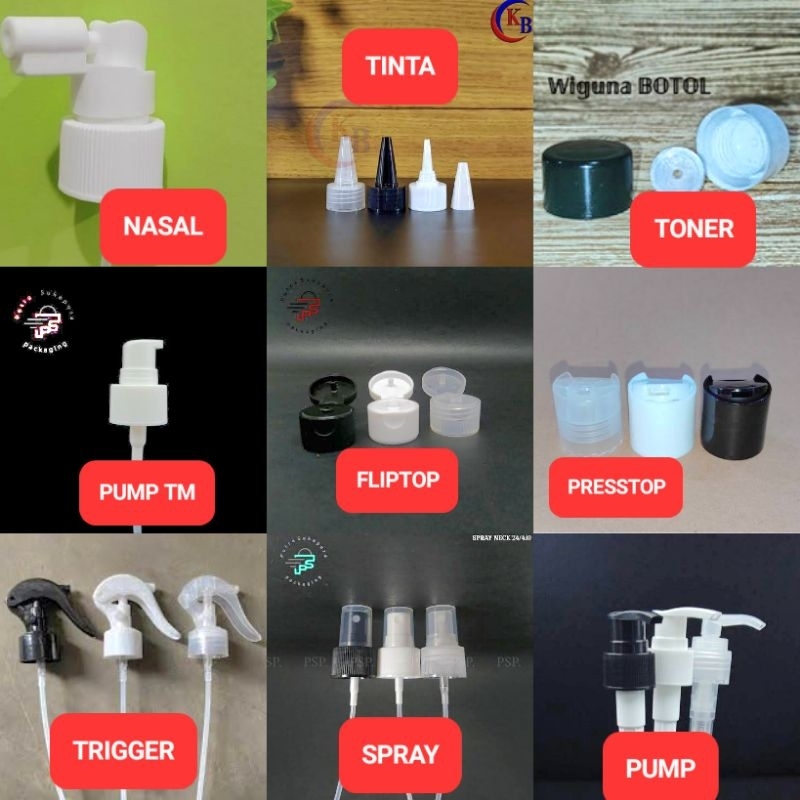 Botol 100ml + Tutup Fliptop Presstop Spray Pump Presson Sprey Pamp Threatment Press top Press on