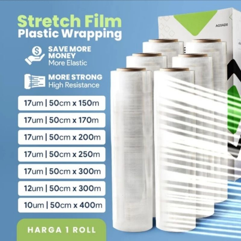 Plastik Wrapping Barang Stretch 50x450 Bening Film Delkowrap