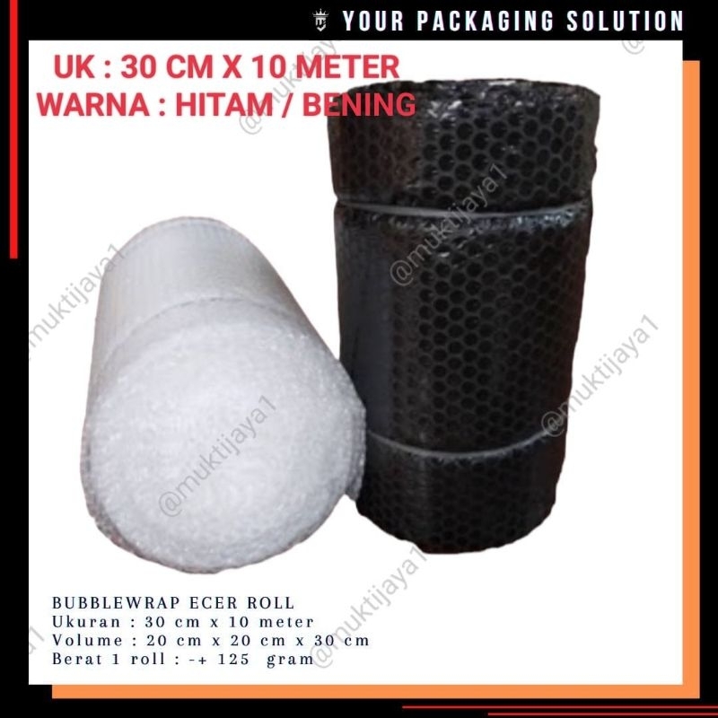 

BUBBLEWRAP ROLL ECER Uk.30cm x 10m / PLASTIK GELEMBUNG • DIKIRIM WARNA RENDOM SESUAI STOCK