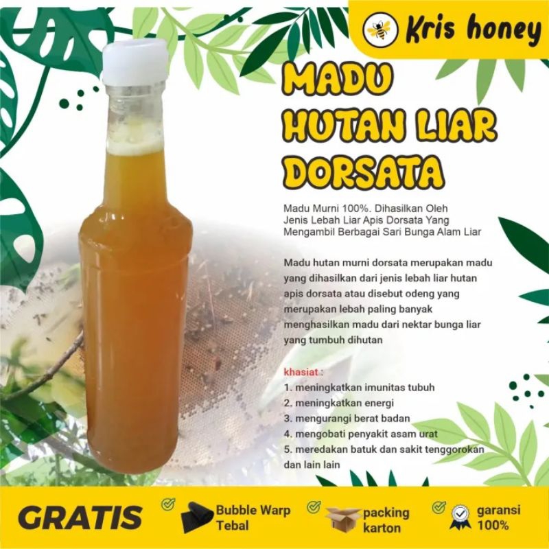 

Madu Murni Hutan Liar Dorsata/ Madu Mentah tanpa Proses pemanasan..Enzim lebah Masih baik dan Gas masih tinggi