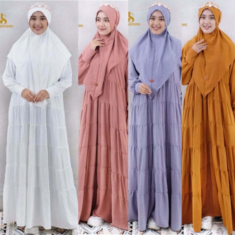 HIJABBSTORY Aisyah Helwa Silver Allsize Gamis Wolfis Busui Ori Umroh Dna solo HSI