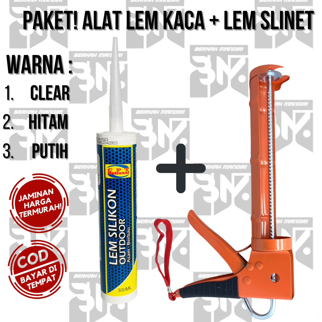 PAKET!! Alat Tembak Lem Kaca Botol + Lem Handsome 300ML Sealant Silicone Silicon/Silicone Gun Aquarium