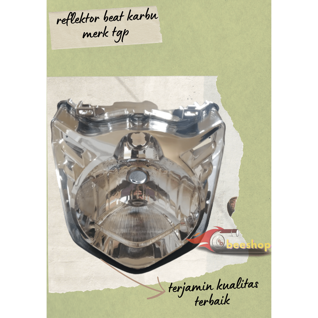 Reflektor lampu depan Beat karbu lama plus Mika kaca