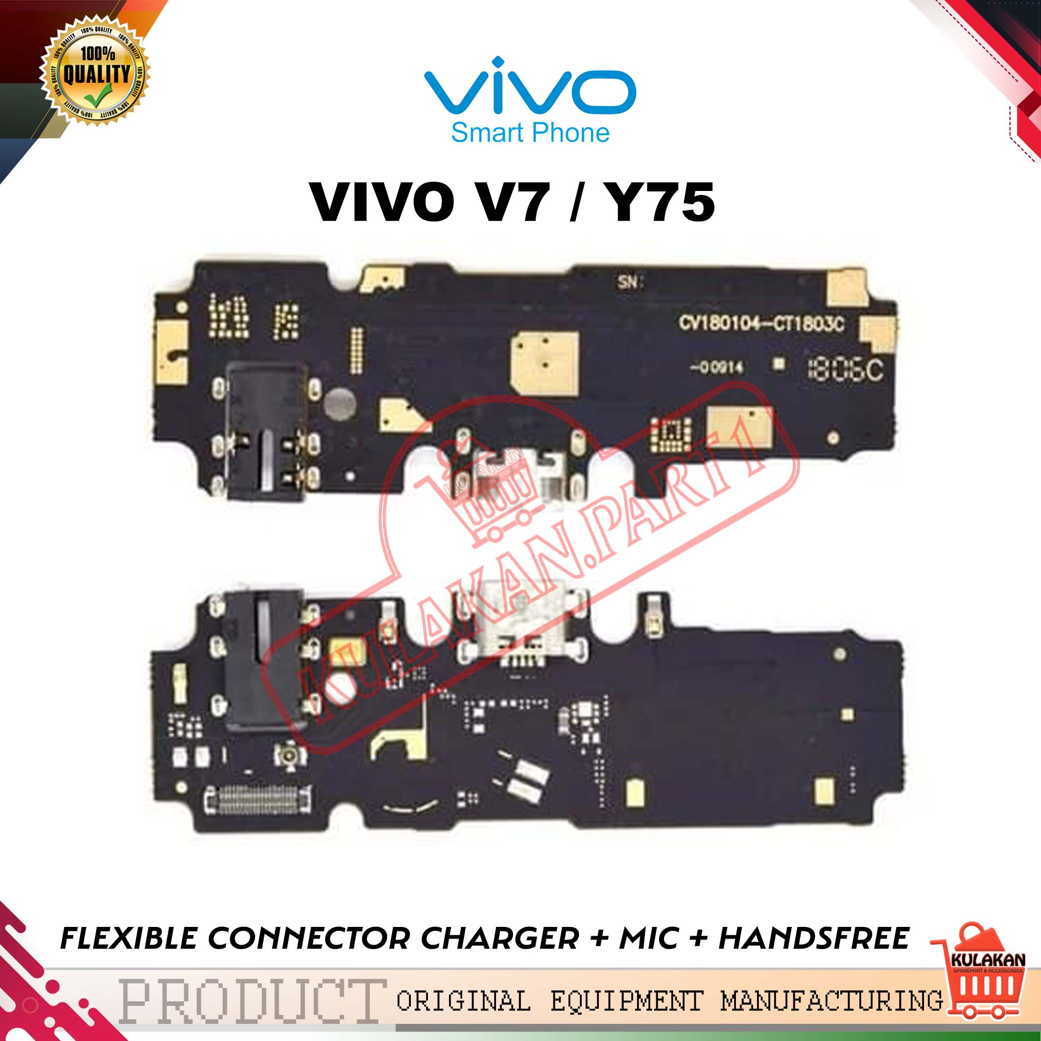 FLEXIBLE CONNECTOR CHARGER PAPAN PCB CAS + MIC + HANDSFREE VIVO V7 Y75 NEW ORIGINAL