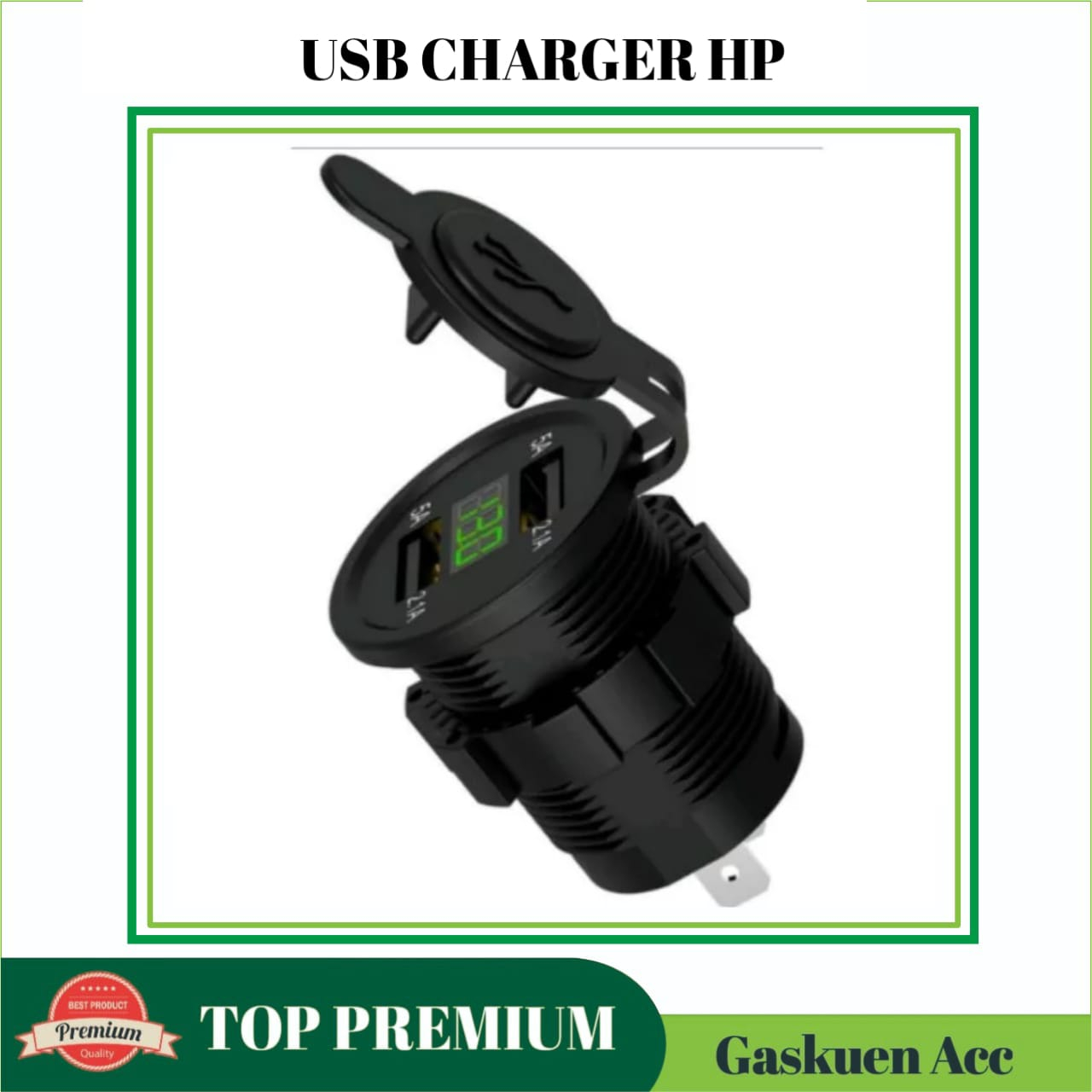 Adaptor  USB Charger HP Motor 2 Port + Voltmeter Aki Universal Motor