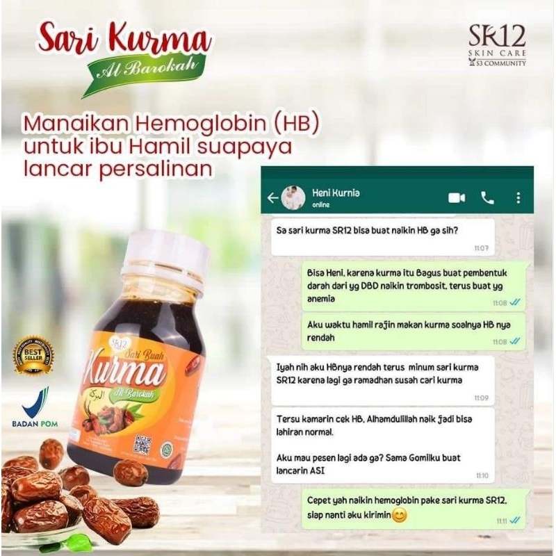 

SR12 Sari Buah Kurma 100% Asli Premium Tanpa Gula/Mengatasi Darah Rendah Anemia 350 Gram