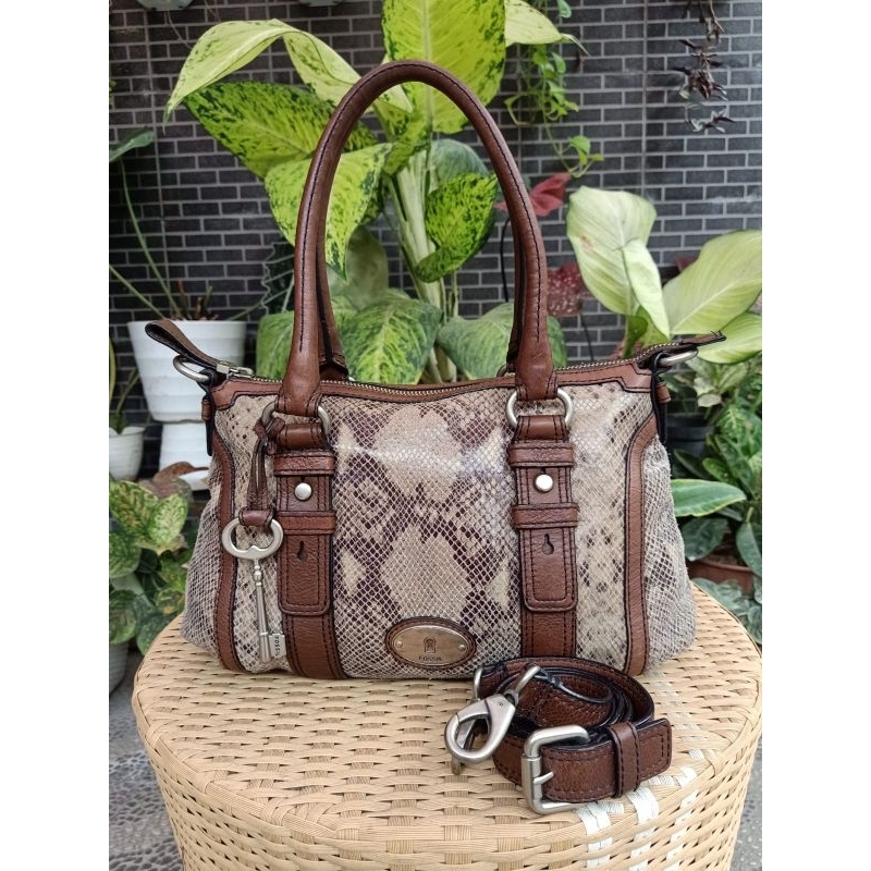 TAS FOSSIL MADDOX SATCHEL SNAKE SKIN