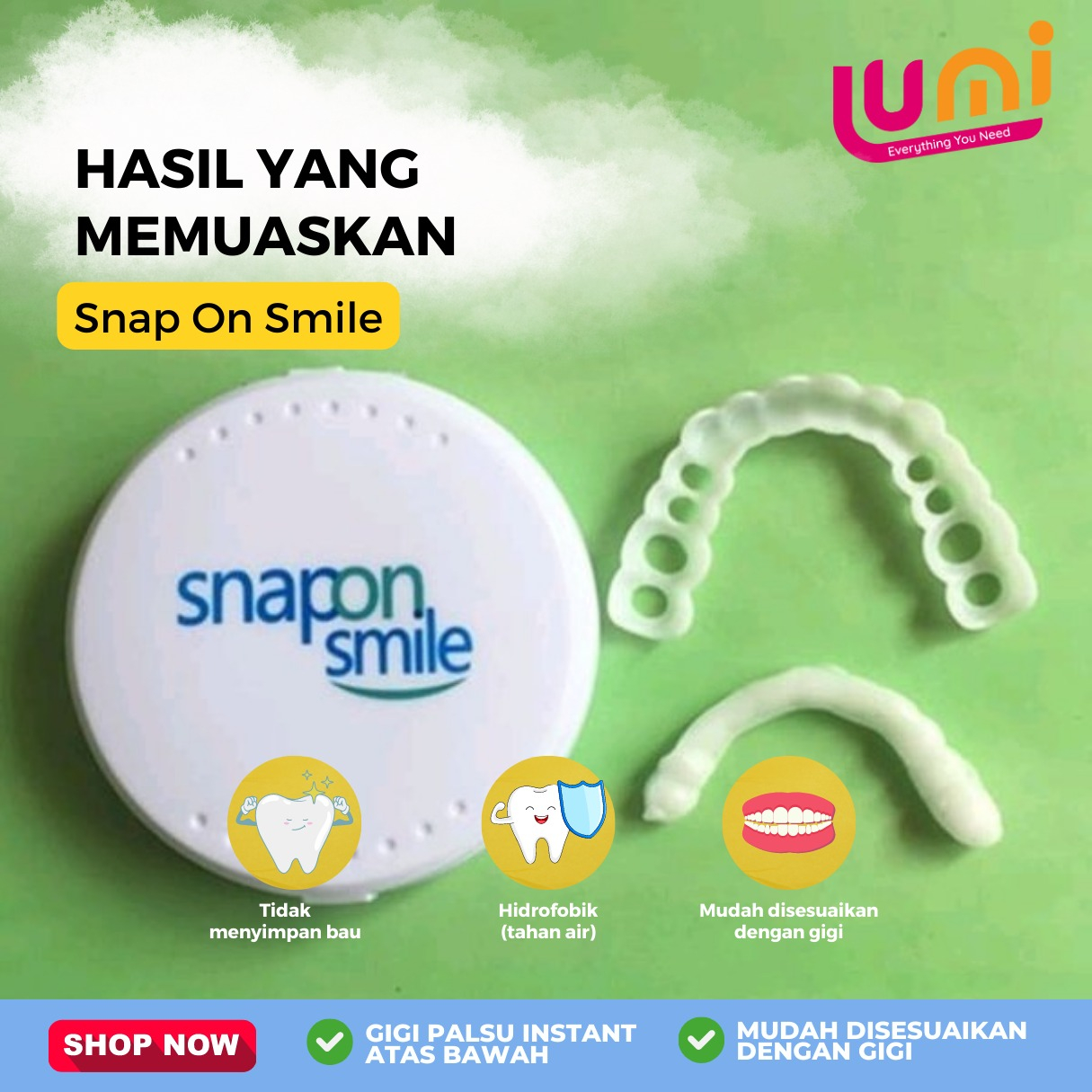 Snap On Smile 100% ORIGINAL Authentic Perawatan Kesehatan Gigi Palsu Renggang Snapon Smile 1 Set