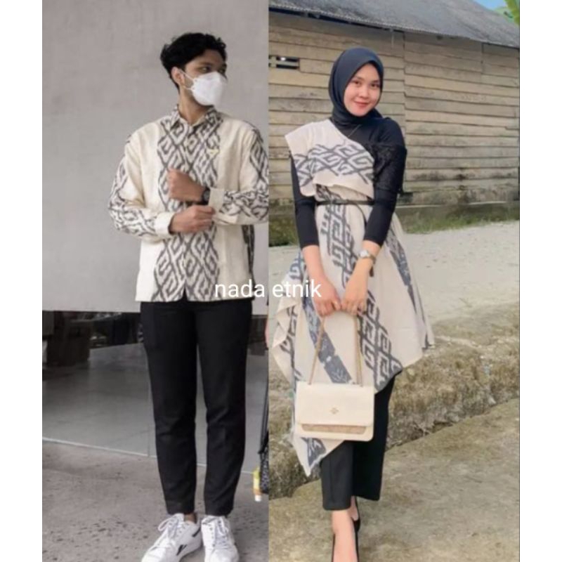 couple siera dress ivory tenun ikat