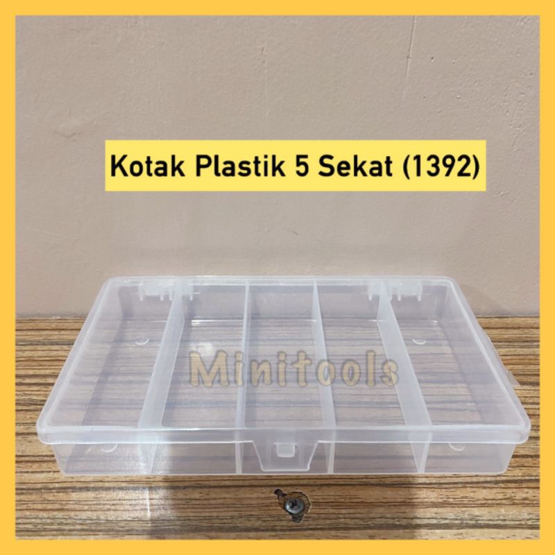 HARGA PER 2 PCS Kotak Plastik 5 Sekat / Kotak Perkakas Green Leaf 1392