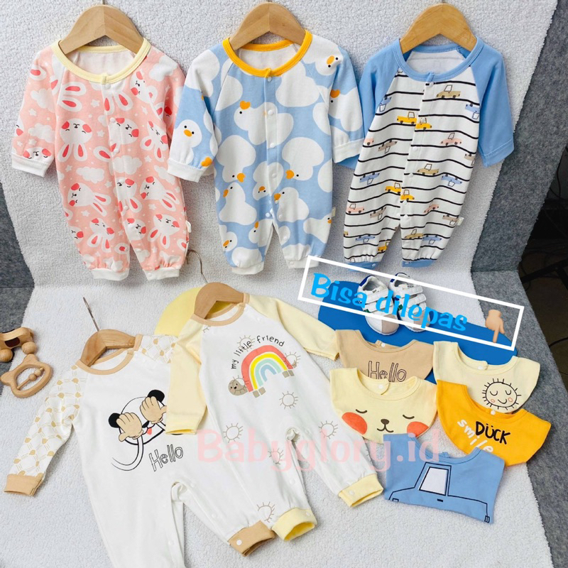 Sleepsuit Romper Bayi Laki-laki / Perempuan Lengan Panjang Jumper Bayi Unisex Import Cotton