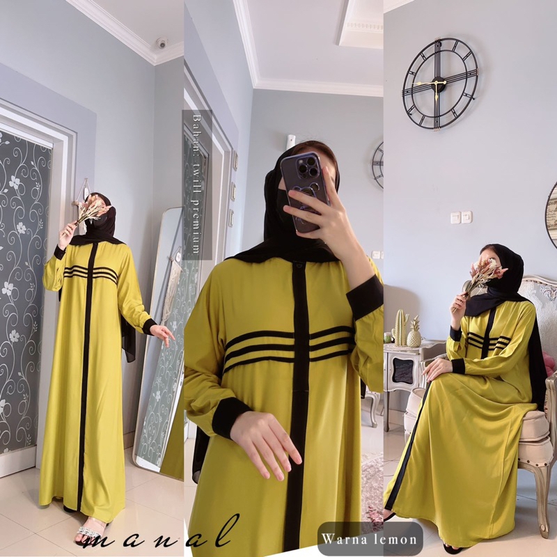 Daster Arab Fairuz MANAL Maxi Dress Gamis Twill Premium Ori