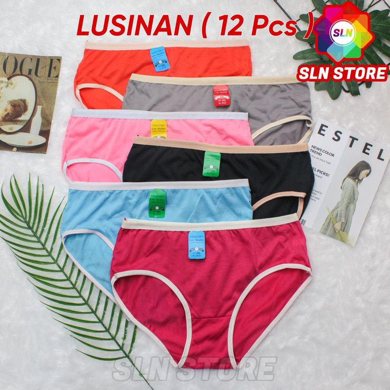 ( 12 Pcs ) CELANA DALAM WANITA HAYUMI POLOS MURAH CD PEREMPUAN GROSIR LUSINAN