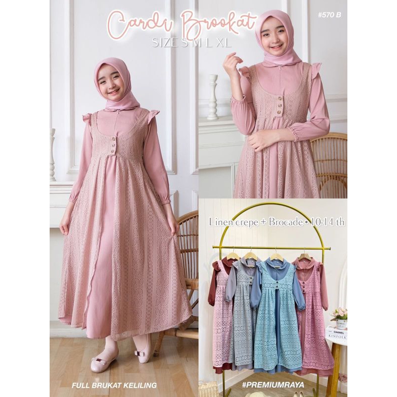 gamis brukat dress anak rompi outer