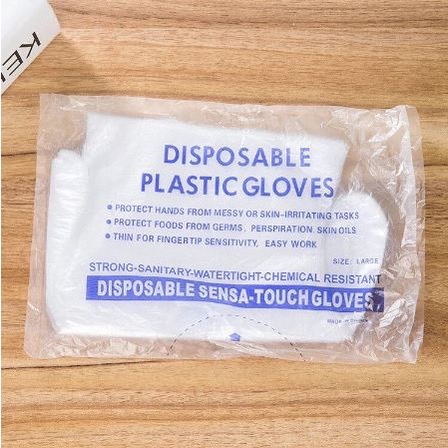 DISPOSABLE - Sarung Tangan Plastik isi 100 Pcs Sekali Pakai
