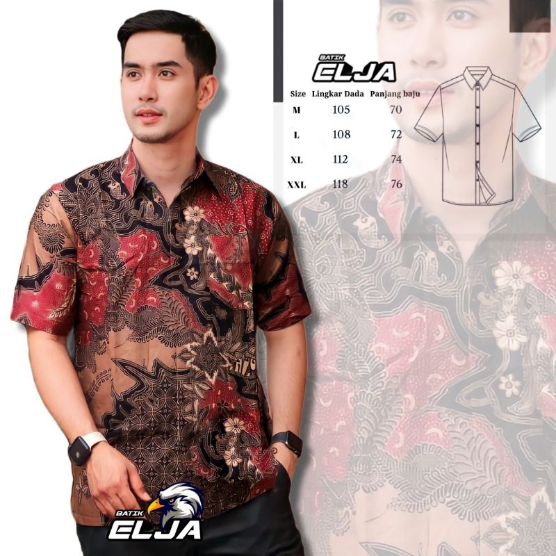 Batik Pria Lengan Pendek Premium Hem Cowok Modern Katun Halus Motif Terbaru Premium